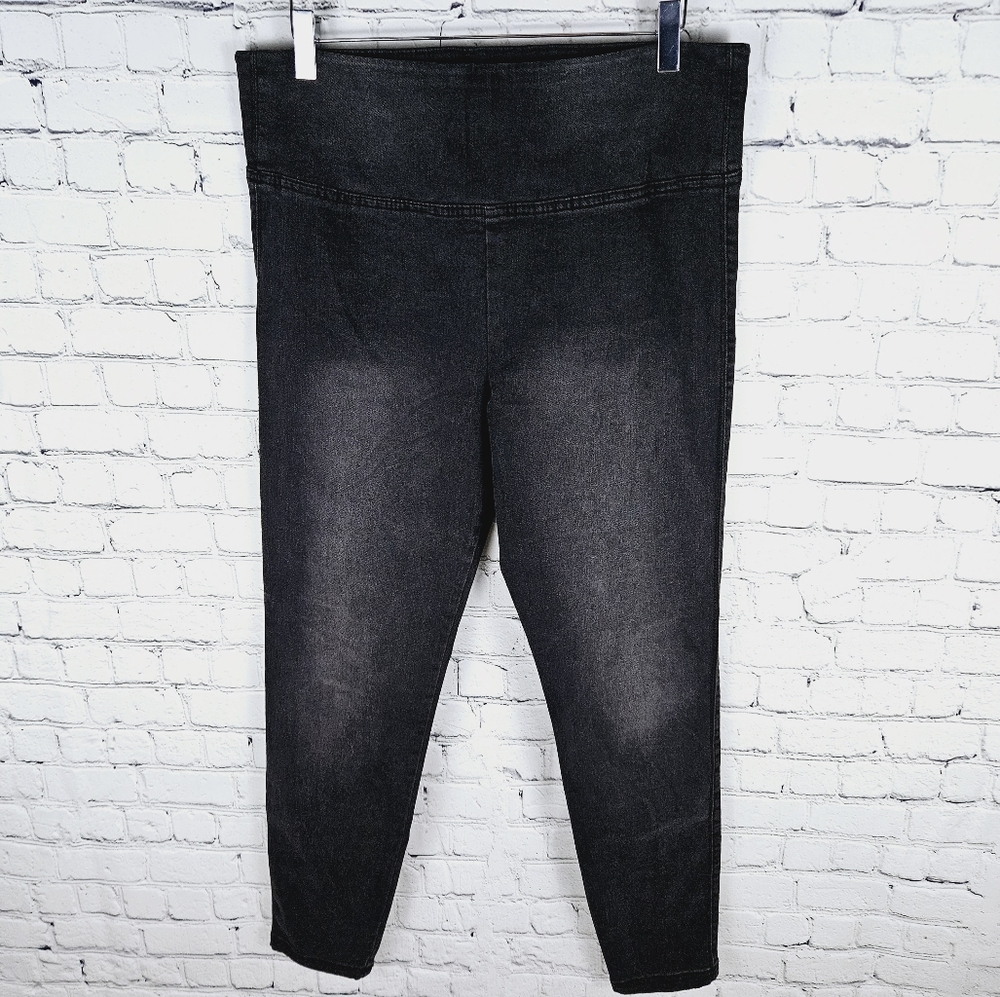 REWASH | high rise black washed denim stretch jeggings